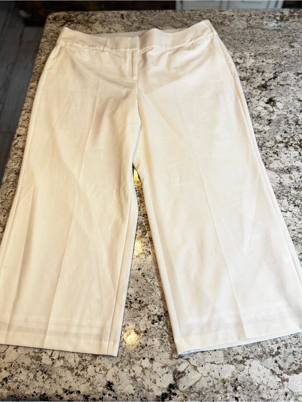 Lane Bryant White Wide-Leg Cropped Pants